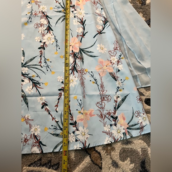 Floral Print Round Neck Tank Dress & Long Sleeve Coat Outfits Two Piece Set - Picture 7 of 8